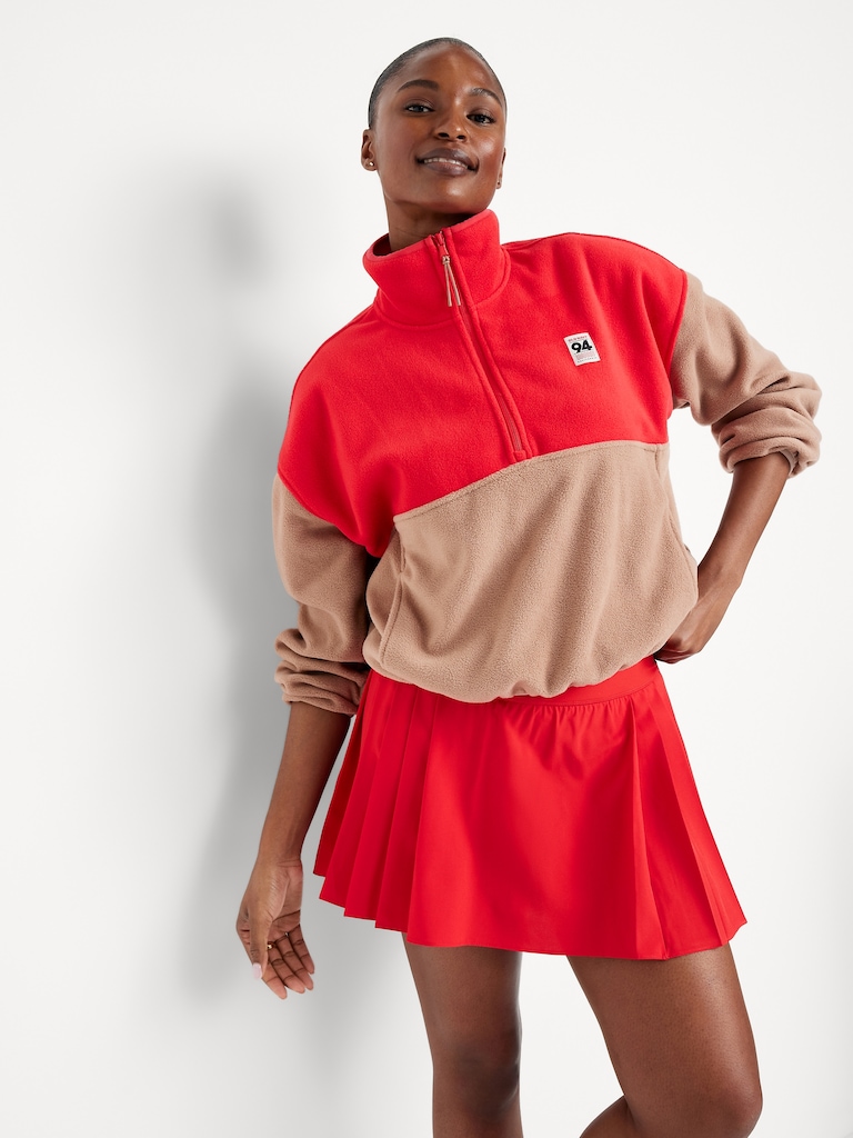 Oversized Performance Microfleece Cropped Half Zip