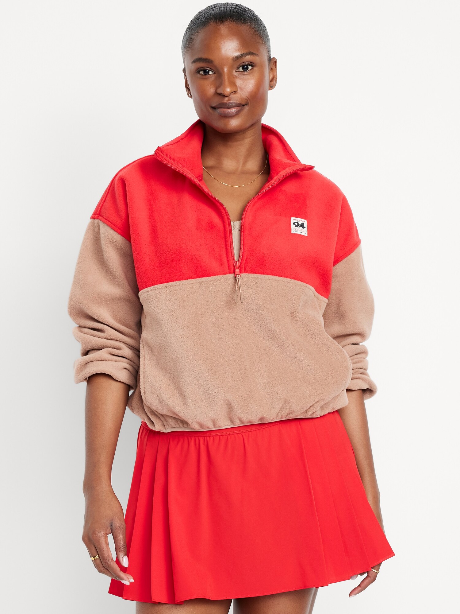 Oversized Performance Microfleece Cropped Half Zip | Old Navy