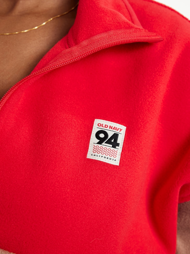 Oversized Performance Microfleece Cropped Half Zip