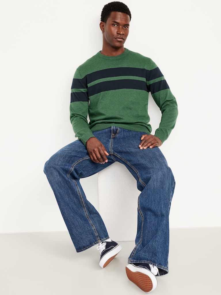 Chest-Stripe Crew-Neck Sweater