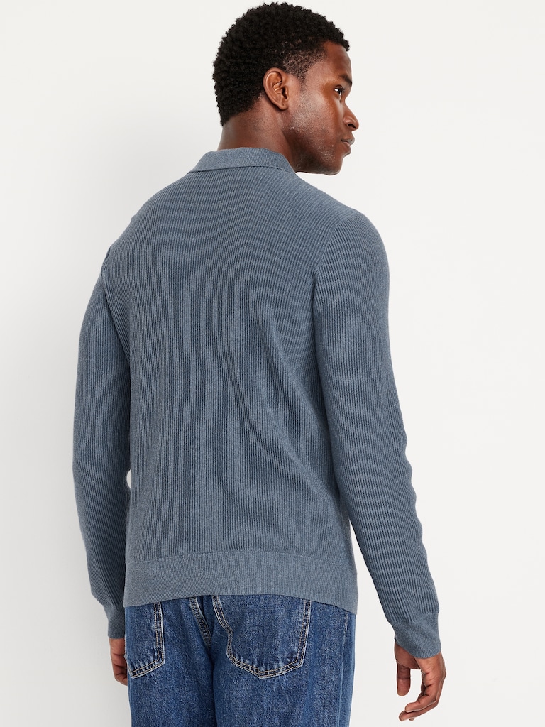 Long-Sleeve Sweater-Knit Polo