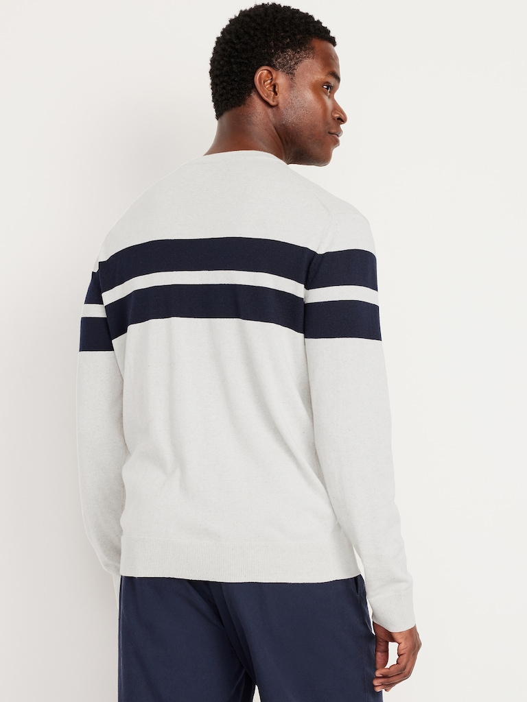 Chest-Stripe Crew-Neck Sweater