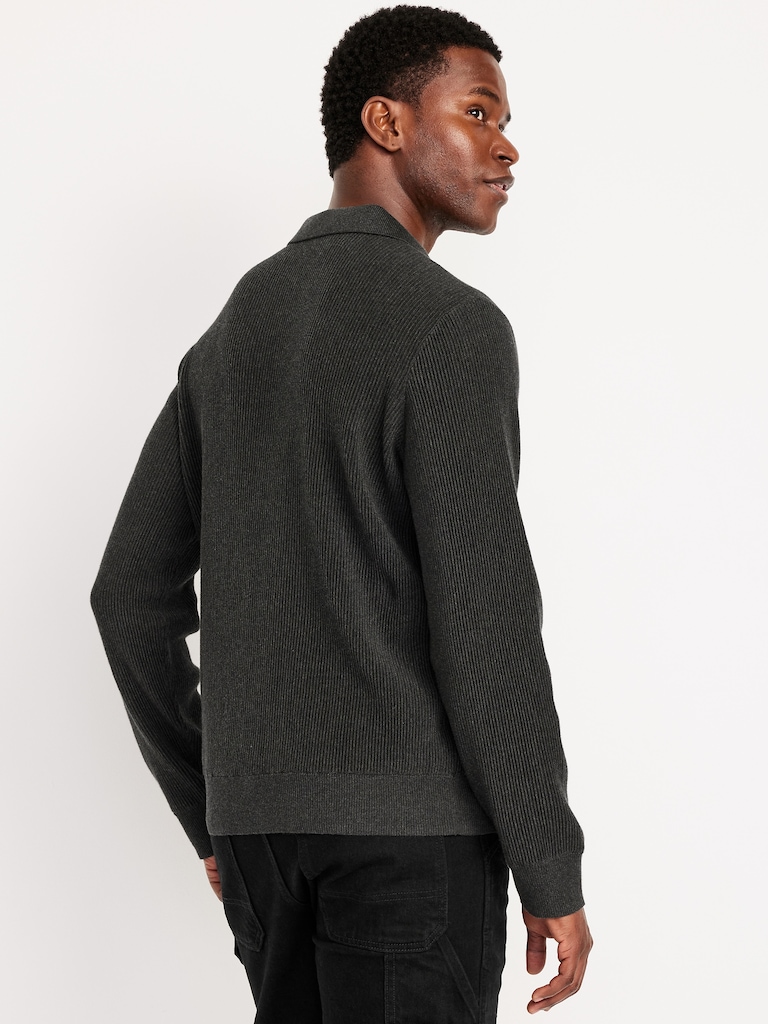 Long-Sleeve Sweater-Knit Polo