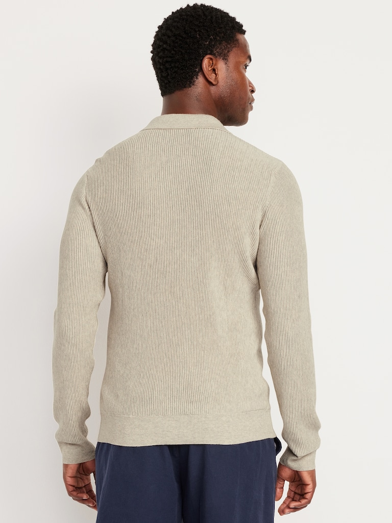 Long-Sleeve Sweater-Knit Polo