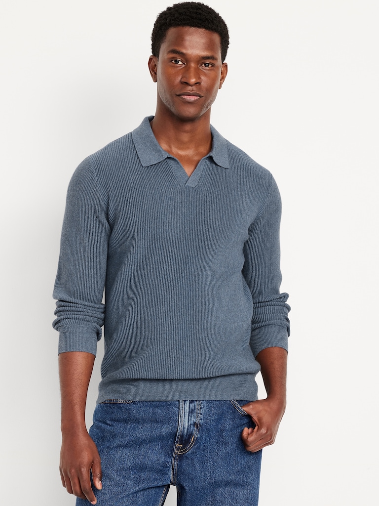 Long-Sleeve Sweater-Knit Polo