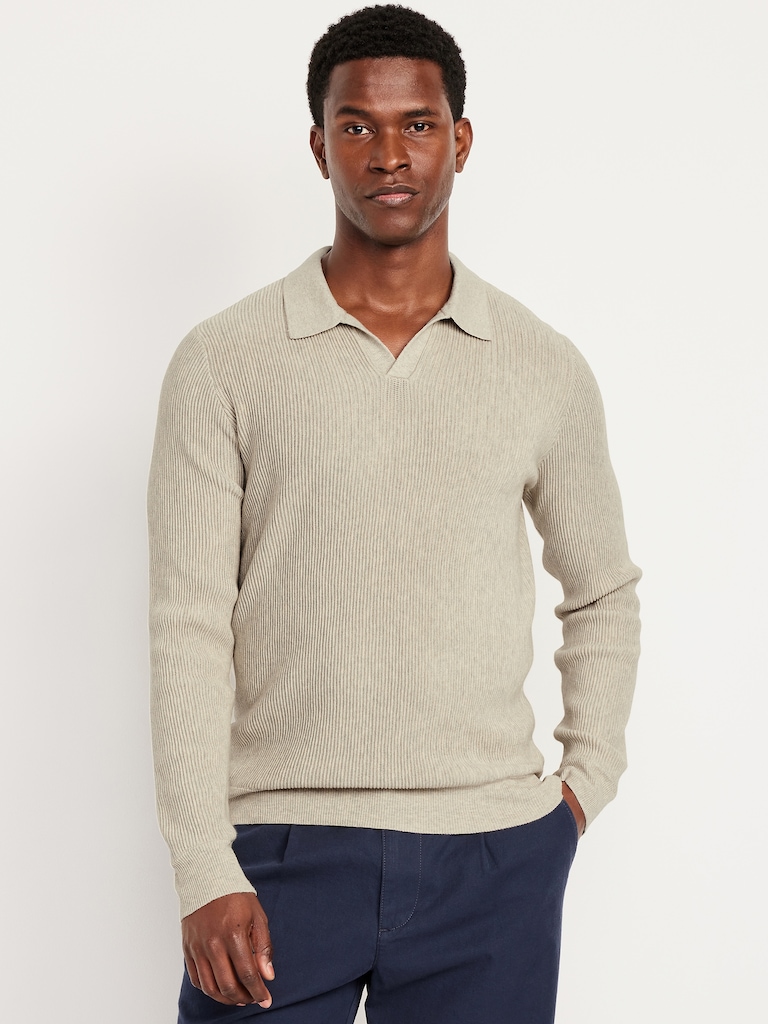 Long-Sleeve Sweater-Knit Polo