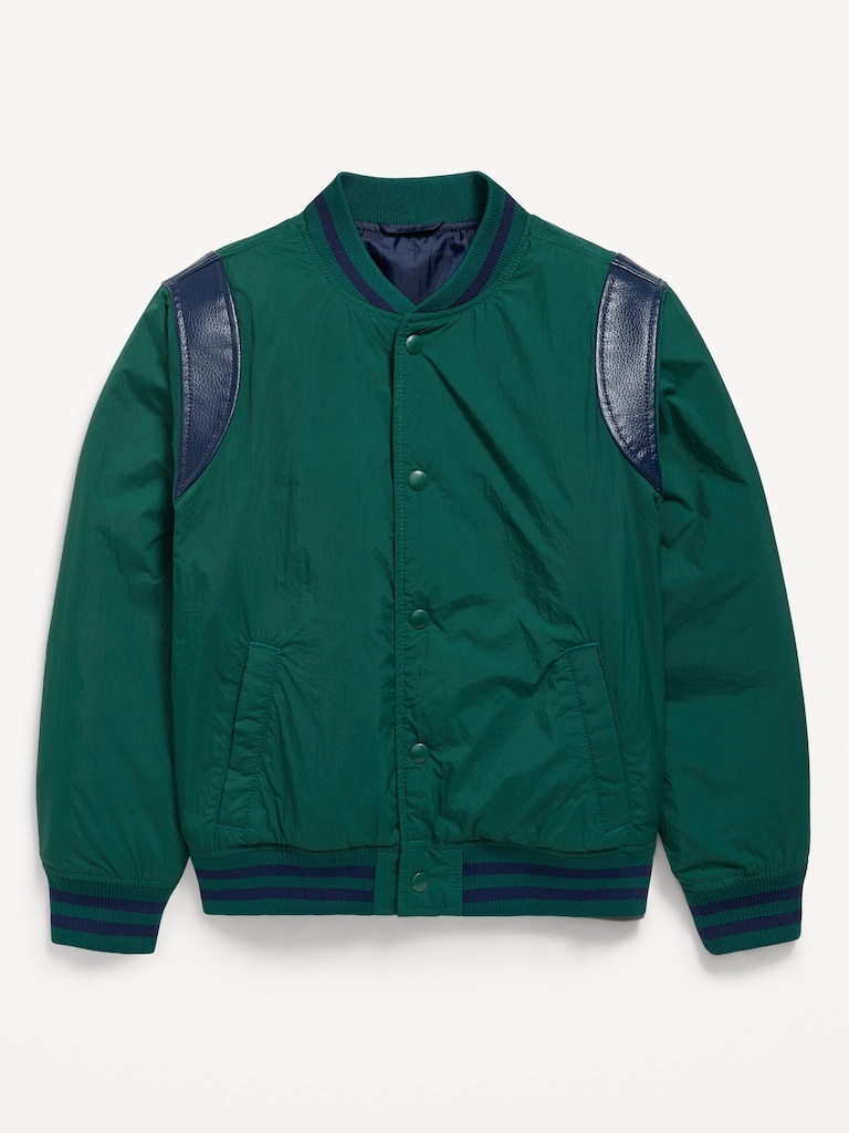 Water-Resistant Vintage-Style Bomber Jacket for Boys