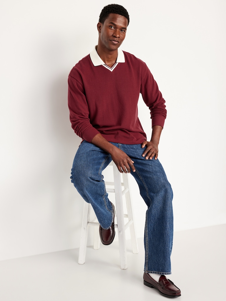 Long-Sleeve V-Neck Polo