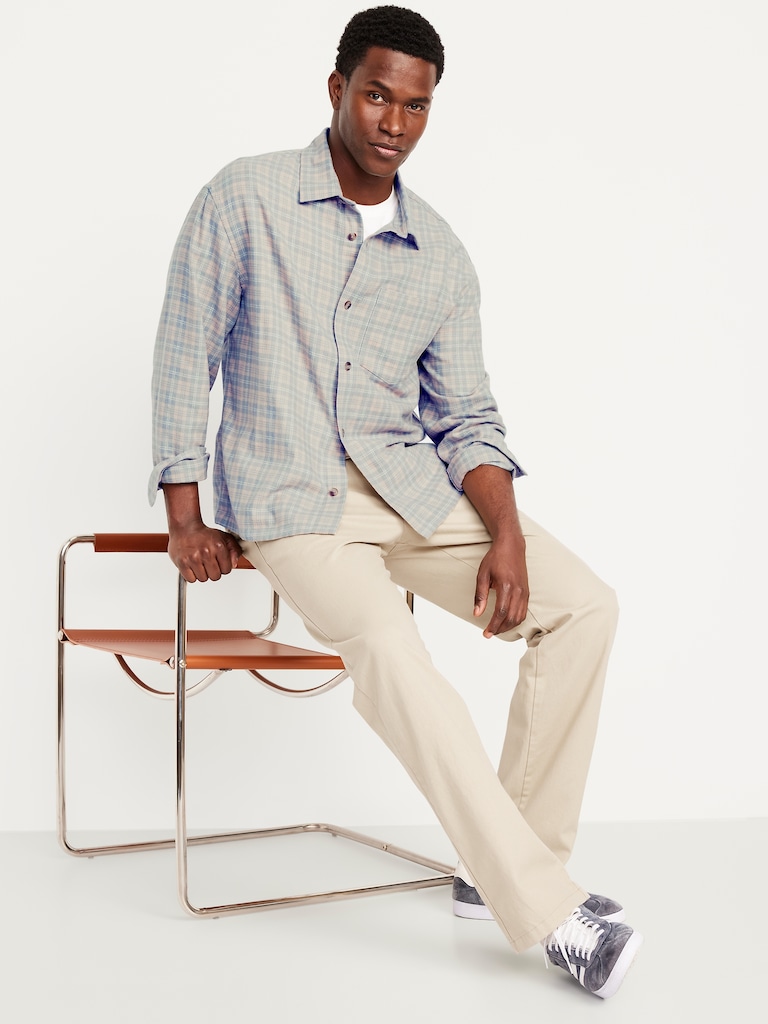 Loose Fit Cropped Plaid Flannel Shirt