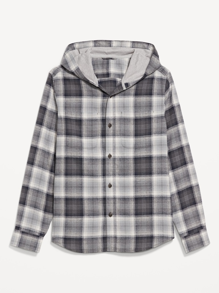 Hooded Plaid Flannel Shirt