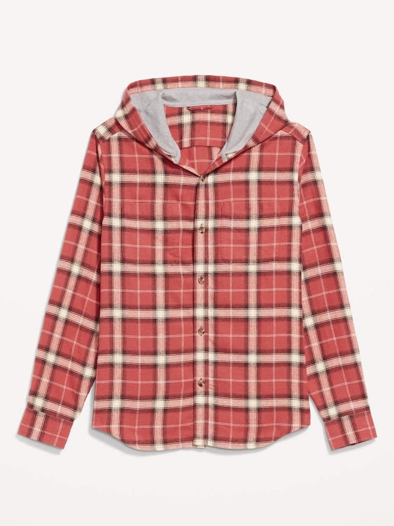 Hooded Plaid Flannel Shirt