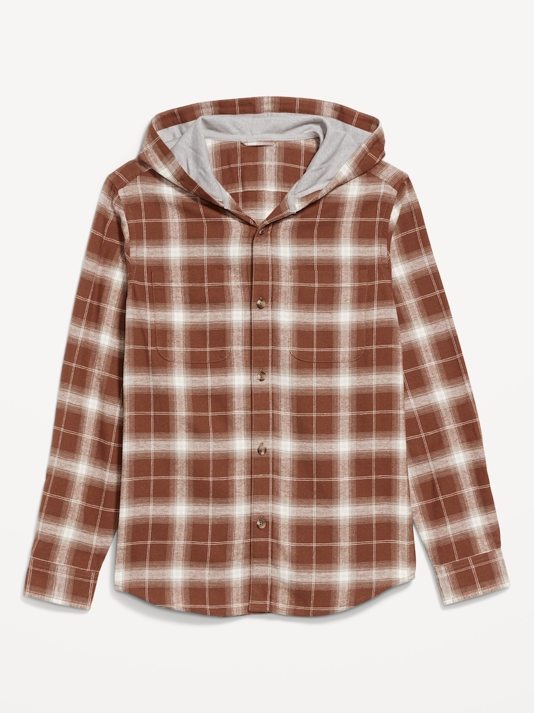 Hooded Plaid Flannel Shirt