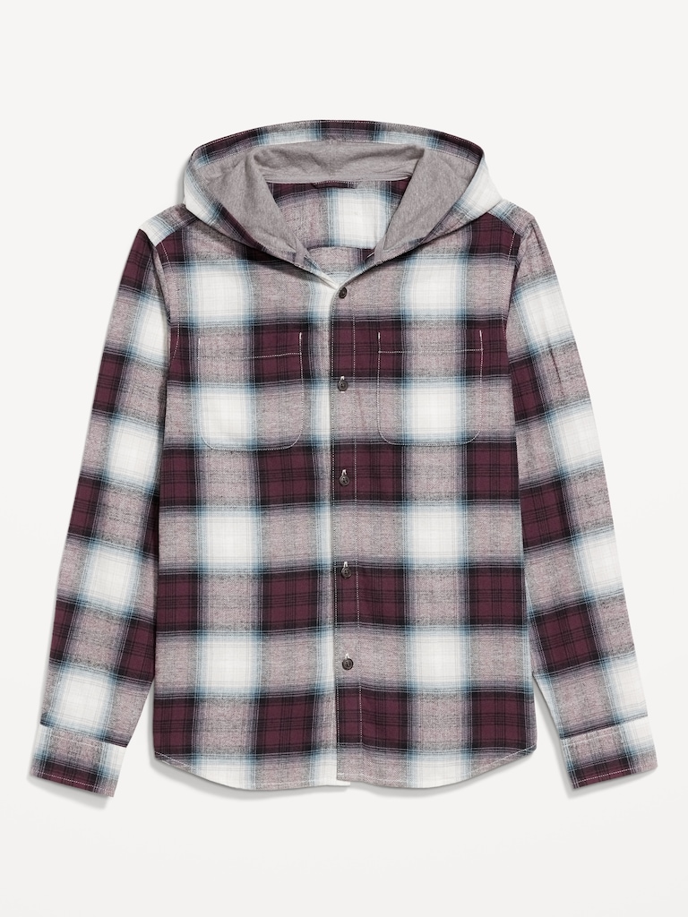 Hooded Plaid Flannel Shirt
