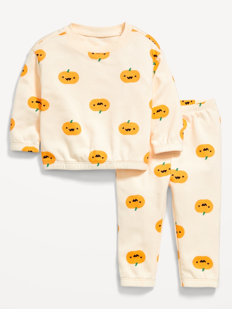 Printed French Terry Sweatshirt and Pants Set for Baby