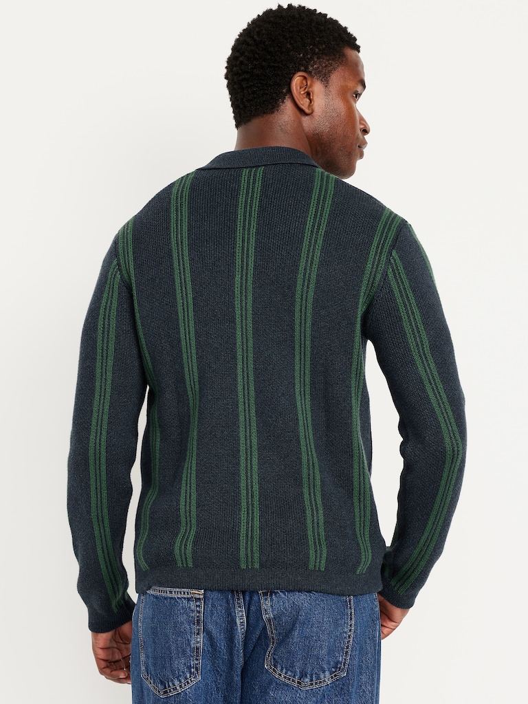 Striped Button-Front Cardigan Sweater