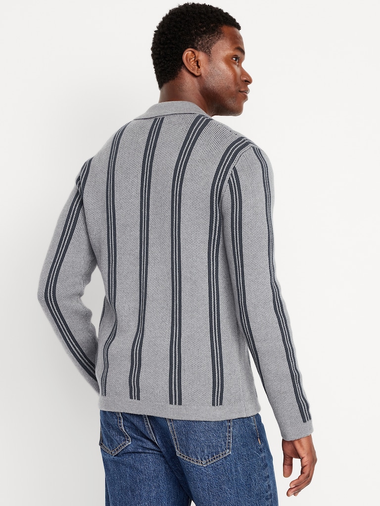 Striped Button-Front Cardigan Sweater