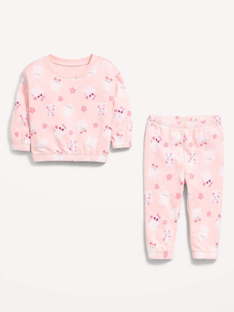 Printed French Terry Sweatshirt and Pants Set for Baby