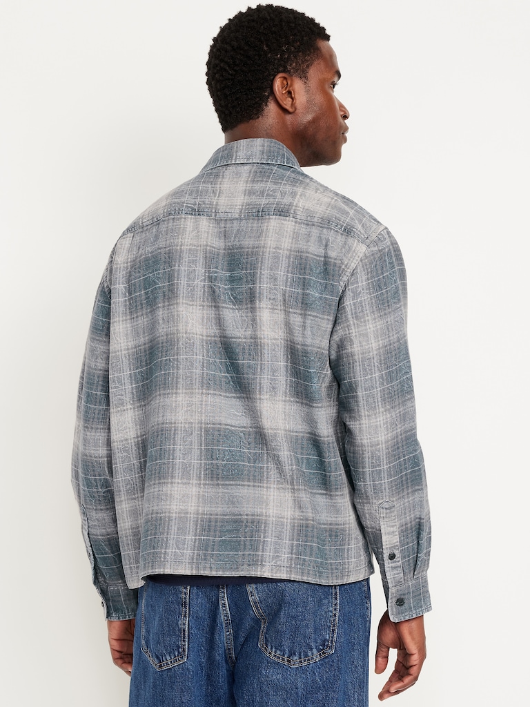 Cropped Plaid Flannel Shirt