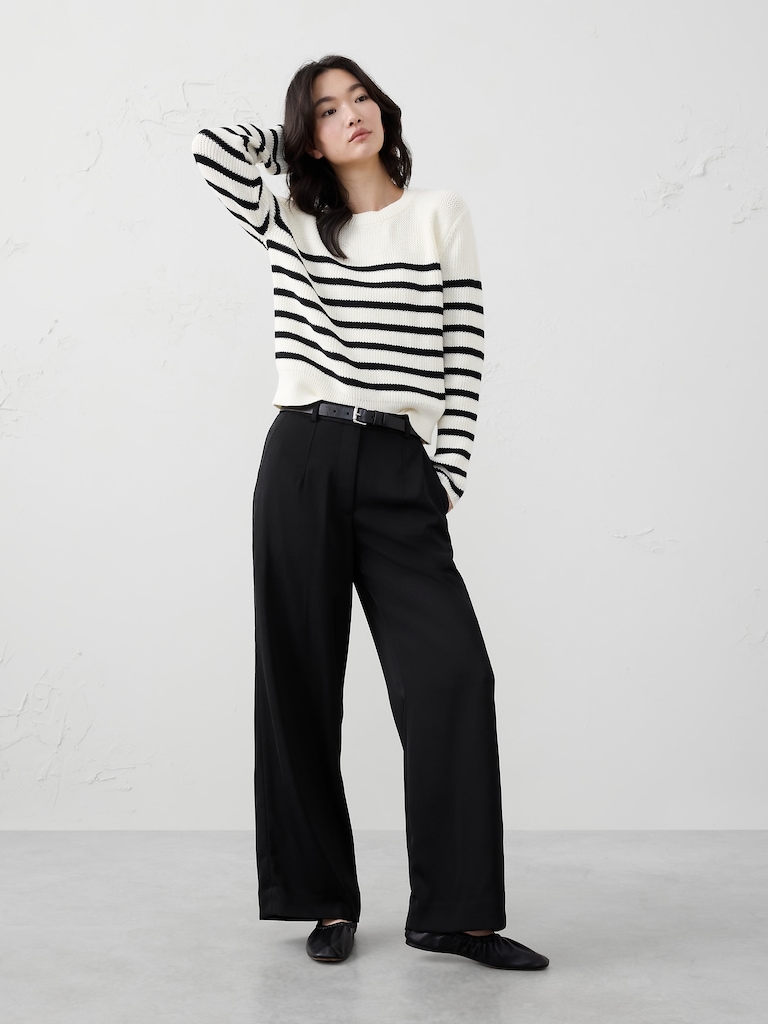Wide-Leg High-Rise Sheen Trouser