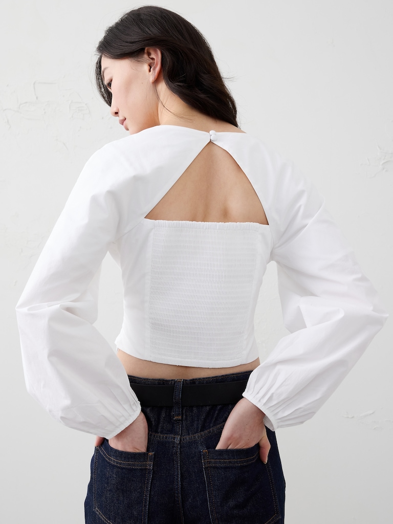 Poplin Square-Neck Top