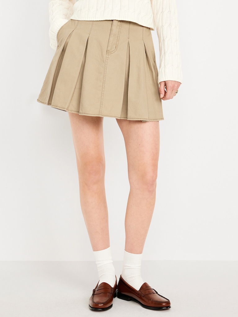 High-Waisted Pleated Mini Skirt