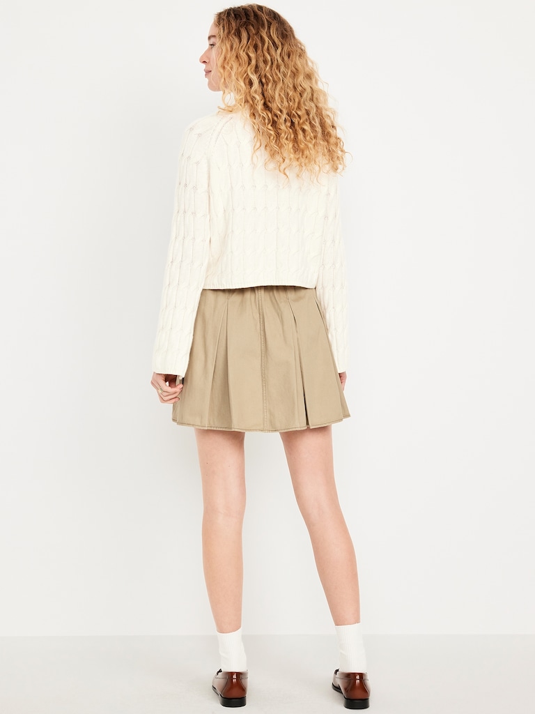 High-Waisted Pleated Mini Skirt