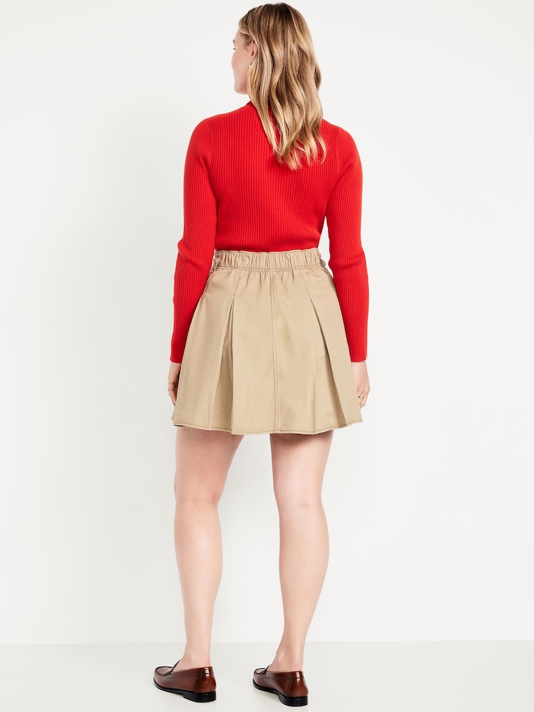 High-Waisted Pleated Mini Skirt