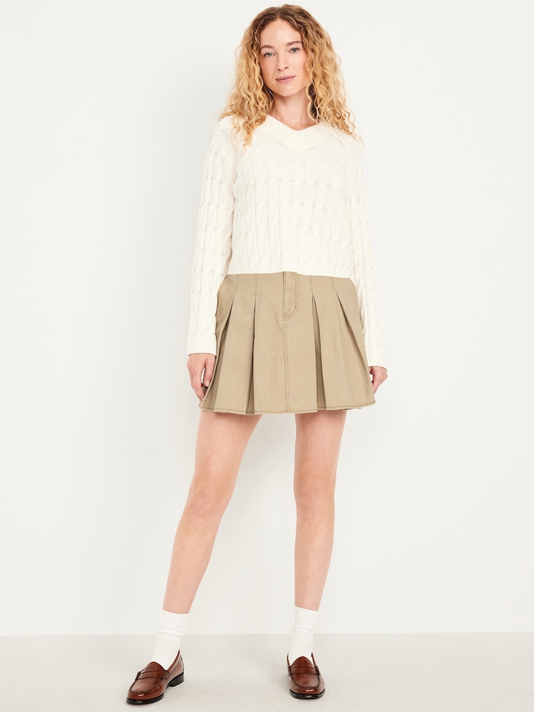 High-Waisted Pleated Mini Skirt