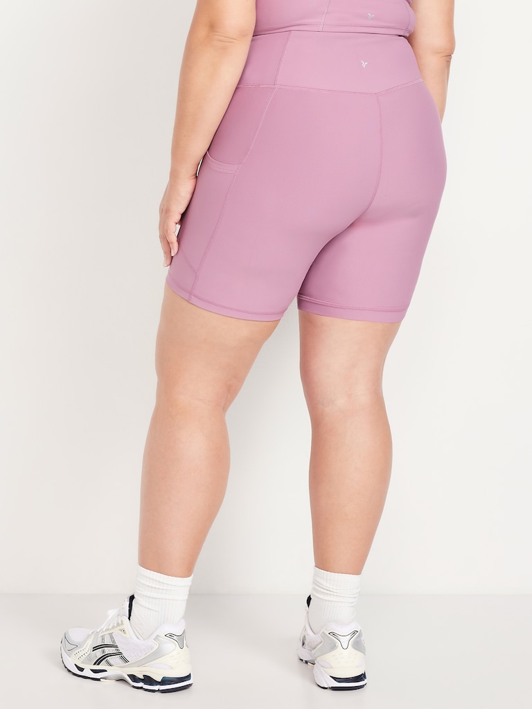 High-Waisted PowerSoft Pocket Biker Shorts -- 6-inch inseam