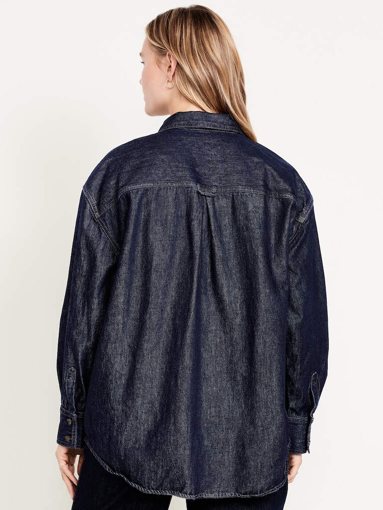 Oversized Boyfriend Button-Down Jean Shirt