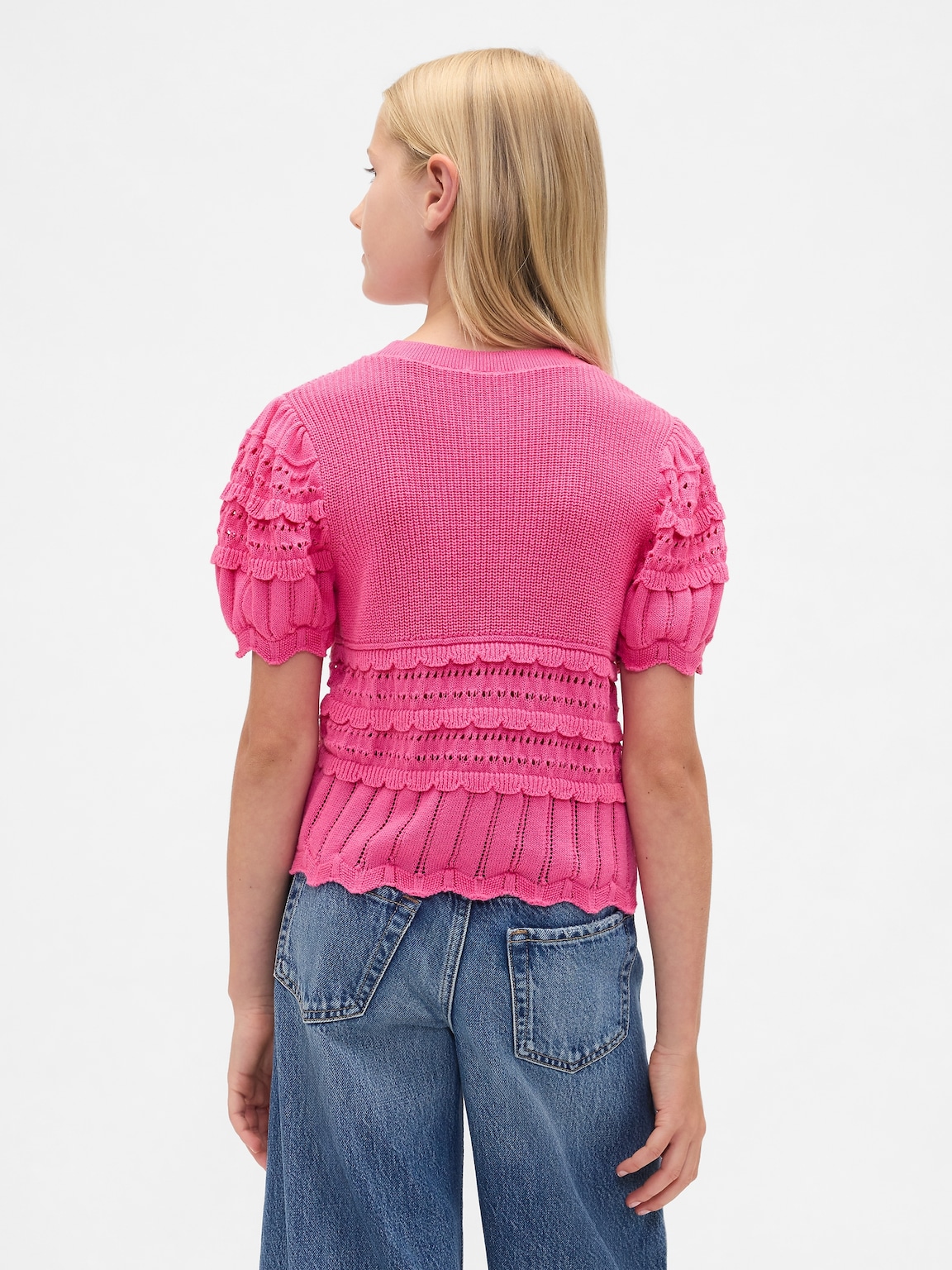 Kids Scalloped Mixed-Stitch Sweater