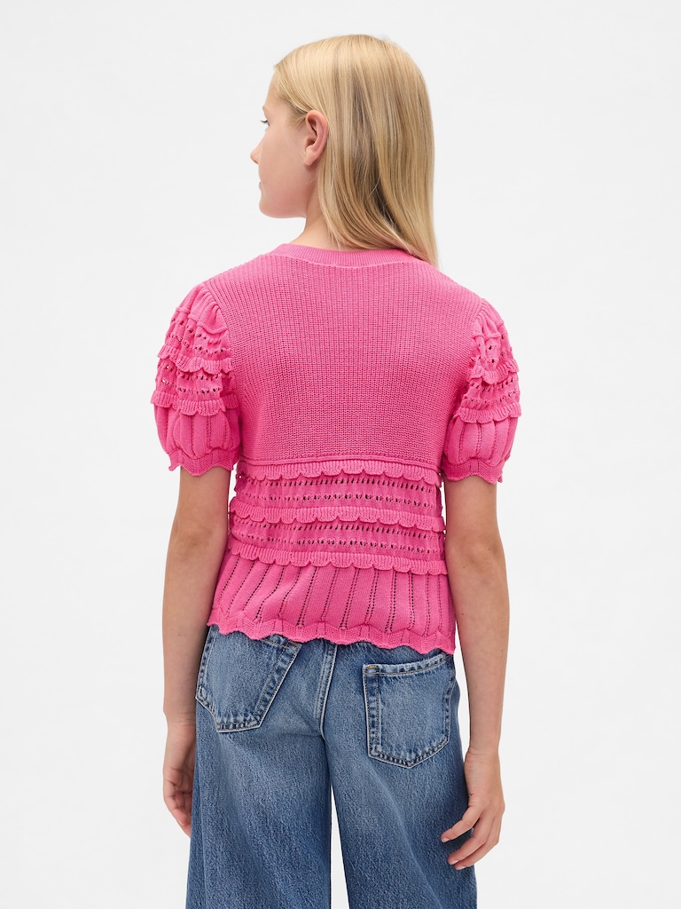 Kids Scalloped Mixed-Stitch Sweater