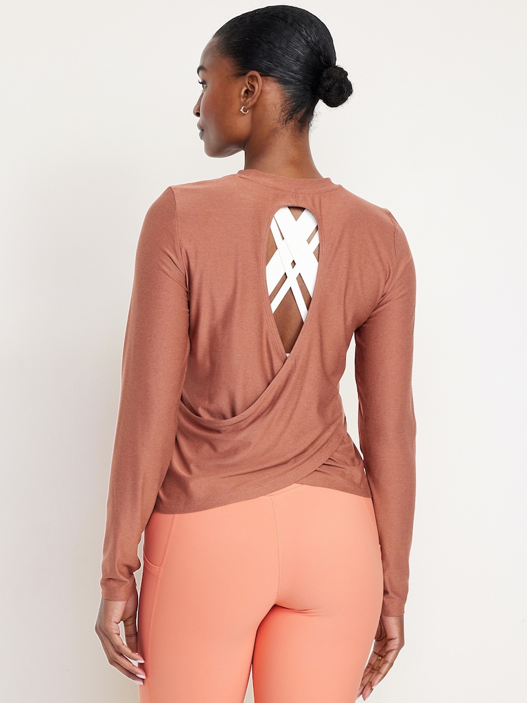 CloudMotion Keyhole Wrap Back Top