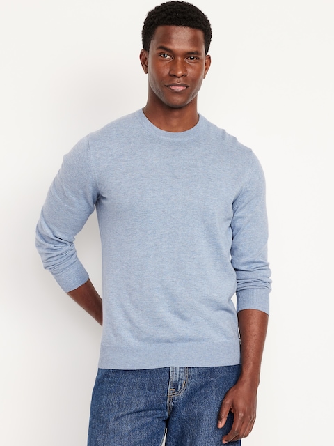 blue dress sweater men Men's Crew Neck Cable Sweater