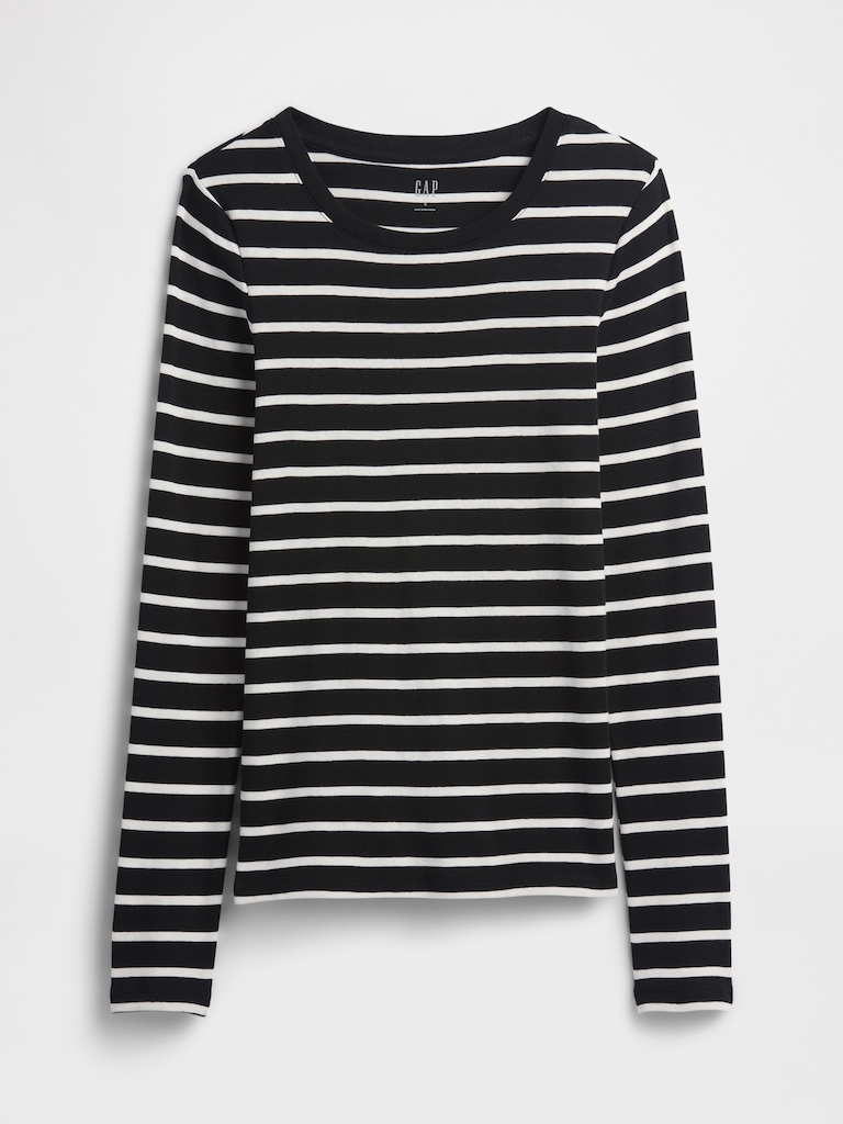 Modern Ribbed Stripe Crewneck T-Shirt