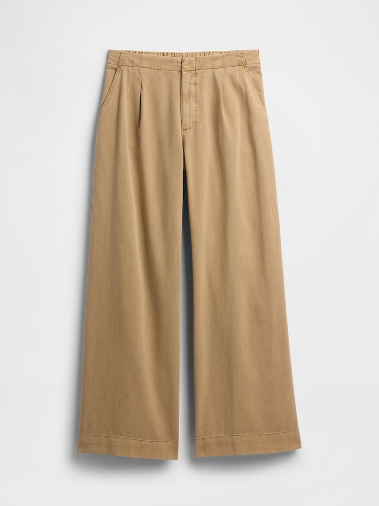 High Rise Pleated Relaxed Wide-Leg Khakis