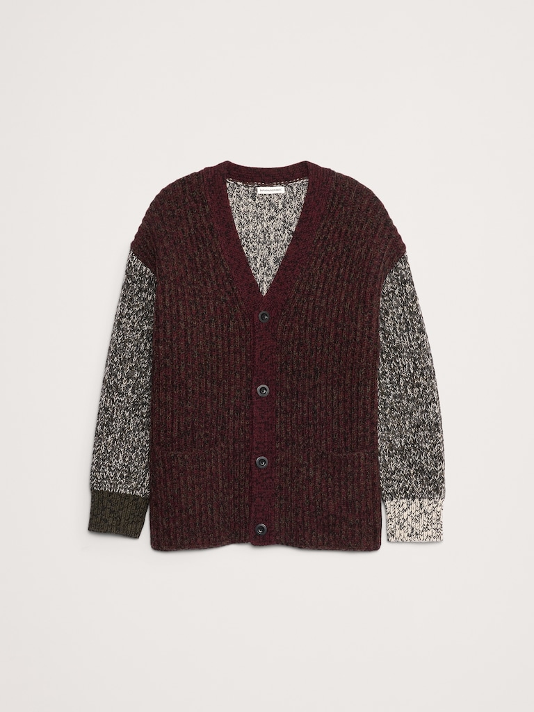 Colorblock Italian Merino-Blend Cardigan