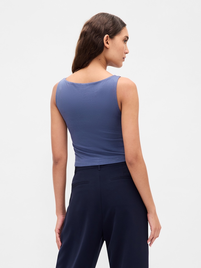 CloseKnit Jersey Boatneck Crop Tank Top