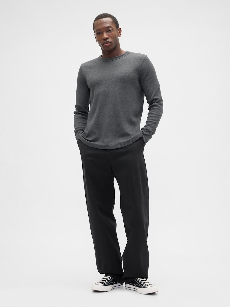 Waffle-Knit Crewneck T-Shirt