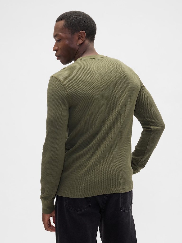 Waffle-Knit Crewneck T-Shirt