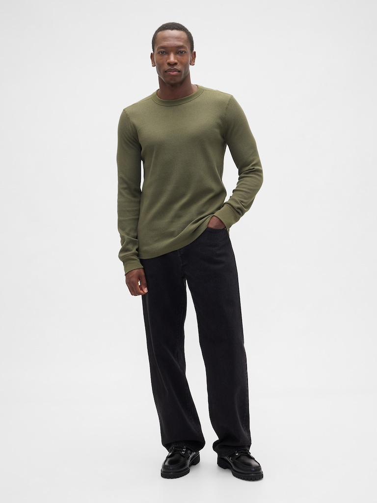 Waffle-Knit Crewneck T-Shirt