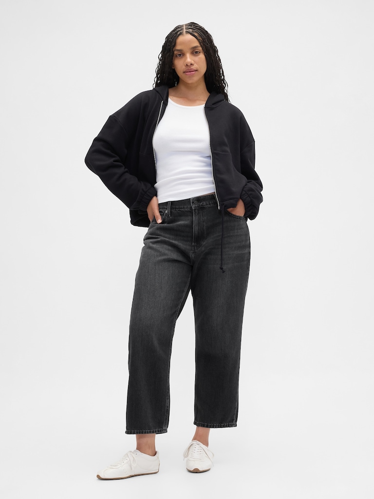 Mid Rise SuperSoft Relaxed Straight Crop Jeans