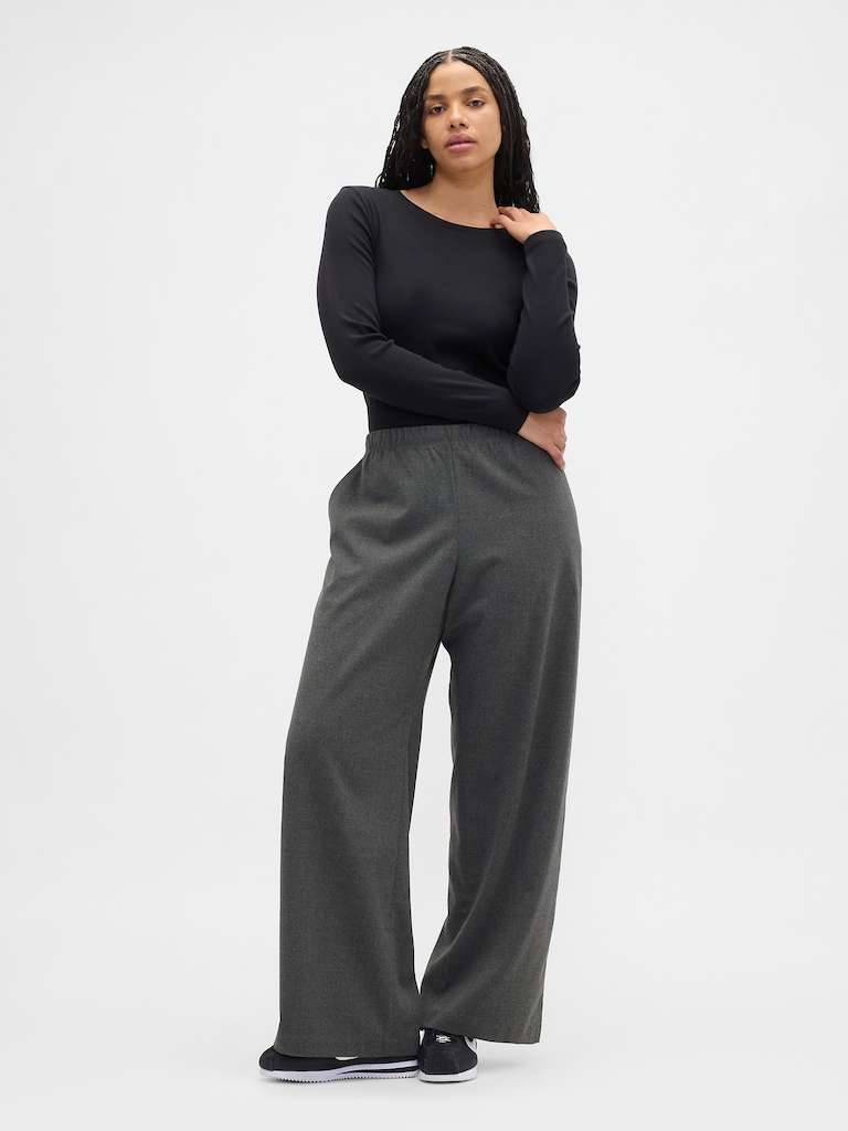 Recycled Mid Rise Easy Wide-Leg Pants