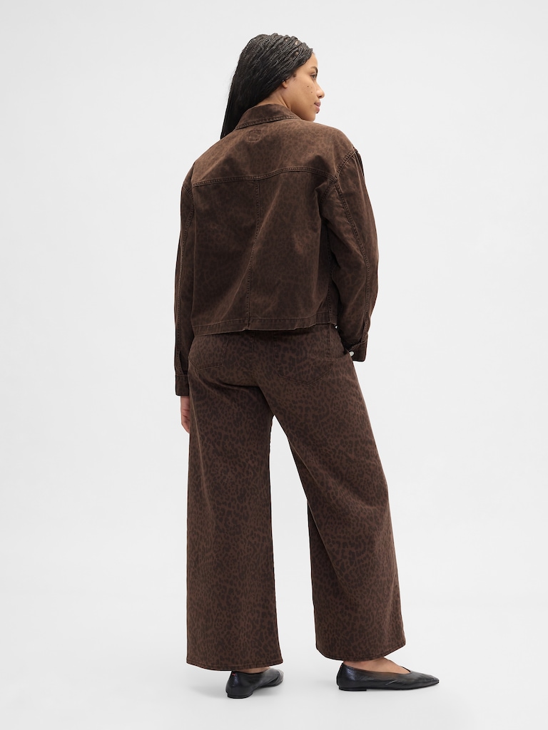 High Rise Print Wide-Leg Jeans