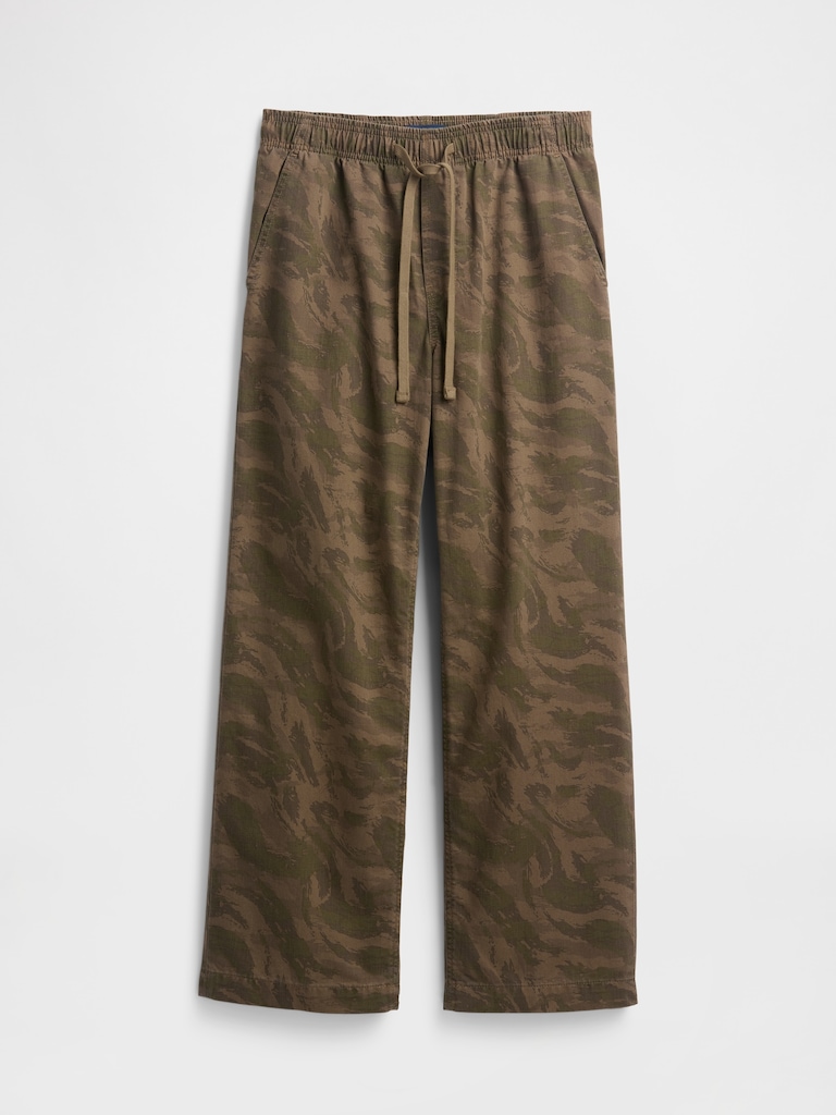 High Rise Pull-On Print Wide-Leg Jeans