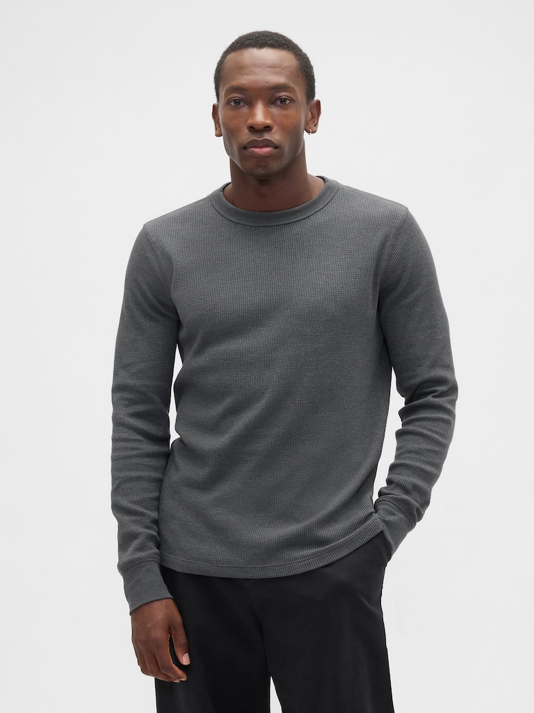 Waffle-Knit Crewneck T-Shirt