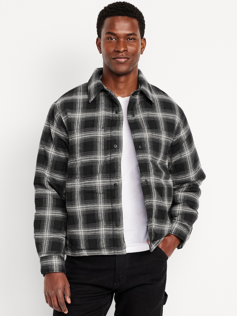 Insulated Cropped Flannel Shacket