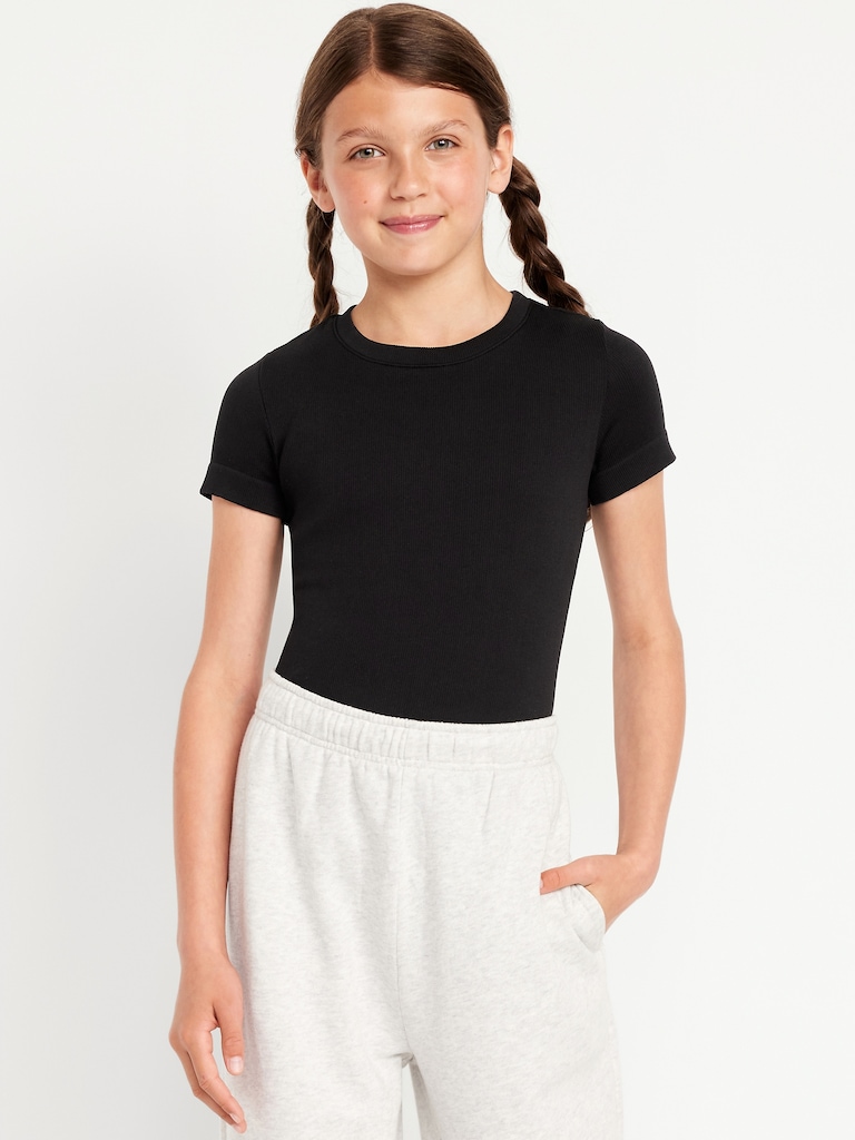Fitted Seamless Ribbed Performance Top for Girls