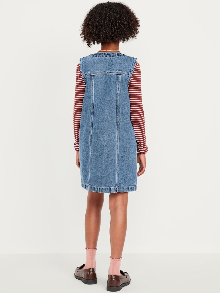 Sleeveless Pocket Jean Dress for Girls