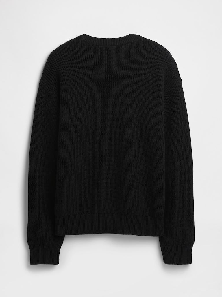 Kids Relaxed Shaker-Stitch Crewneck Sweater